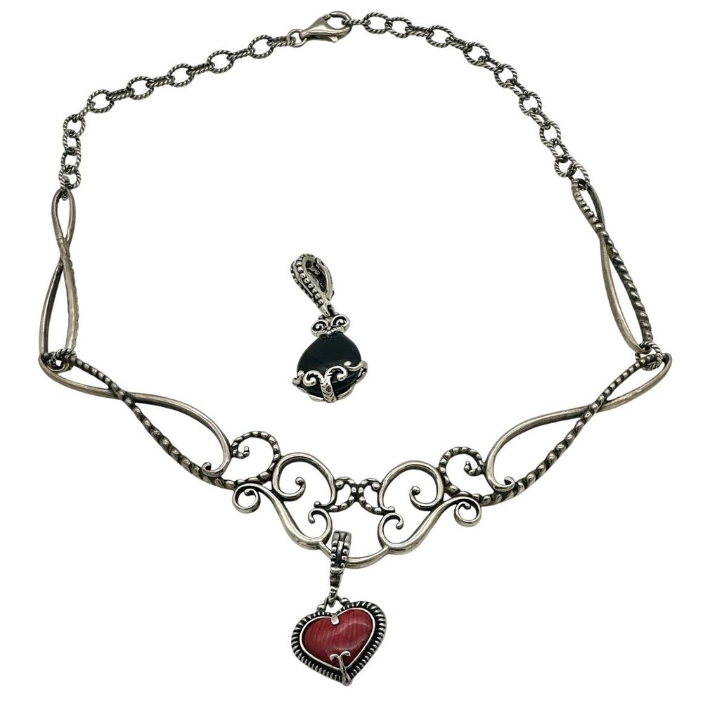 Carolyn Pollack Sincerely Fabulous Necklace and Enhance 925 & 2 Pendants Set